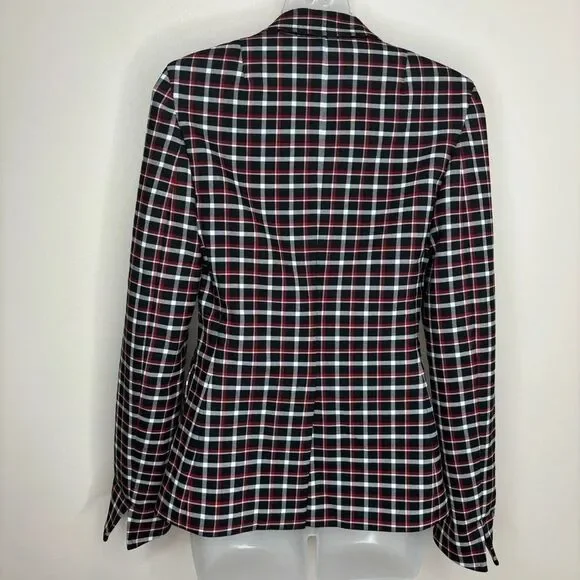 Akris Punto Red Black Plaid stripe Patterned blazer Business career size US 2